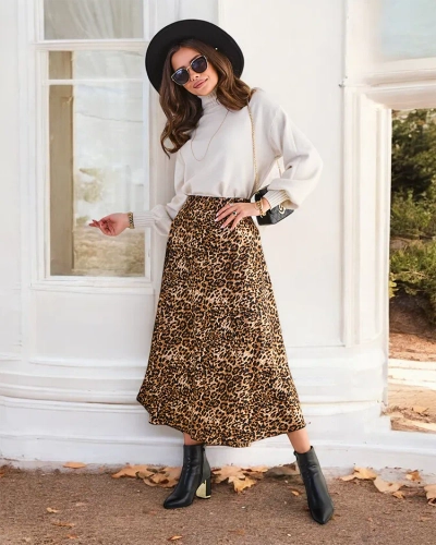 Fusta midi pentru femei Royalfashion cu imprimeu