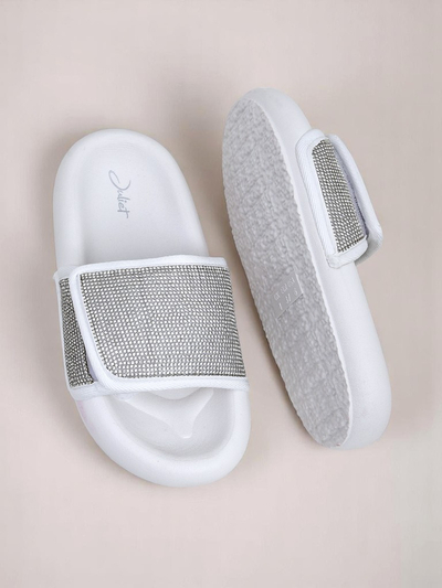 Royalfashion Damskie klapki na płaskiej podeszwie Sparkle Step