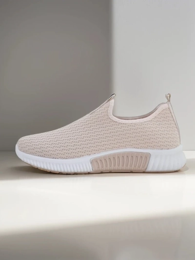 Sneakers dama bej Eulalia Slip-On toc plat material textil vară primăvară