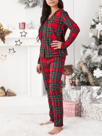 Pijamale de Crăciun pentru copii Royalfashion din bumbac în carouri