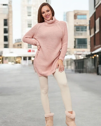 Royalfashion Pulover lung pentru femei cu guler înalt