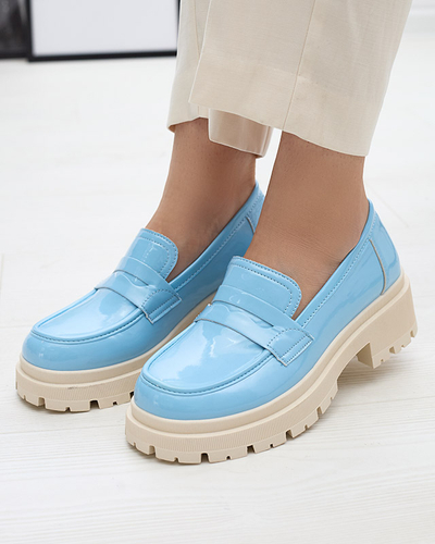 Royalfashion Mocasini lăcuiți albaștri pentru femei Noppel