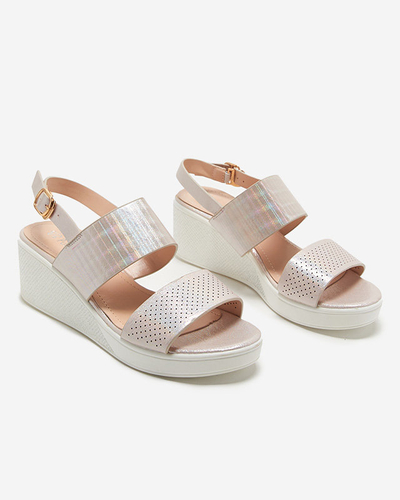 Sandale de damă roz pe pană Velmisa - Încălțăminte