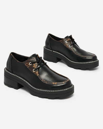 Royalfashion Cizme jumătăți de damă negre pe talpă groasă Dobbin