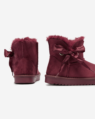 OUTLET Cizme de zăpadă de damă maro cu fundiță Rimms- Footwear