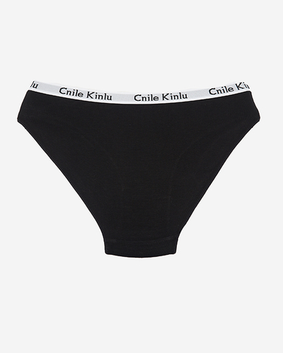 Chiloți negri de damă cu cauciuc decorativ - Lenjerie intimă