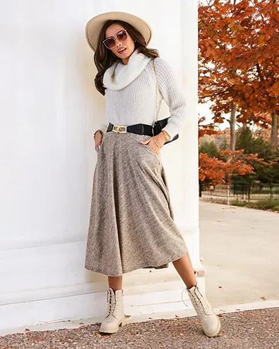 Fusta midi pentru femei Royalfashion