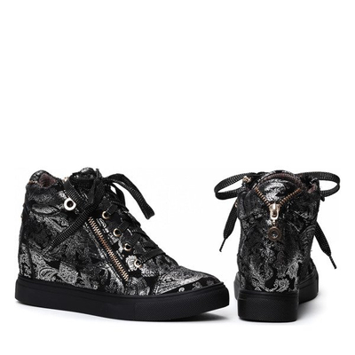 Czarne sneakersy na koturnie - Obuwie