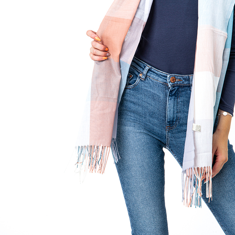 Eșarfă de damă verde în carouri - Accesorii