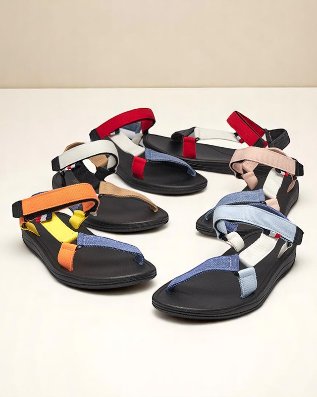 Sandale Dama Luna Roșu-Negru Sintetice de Vară