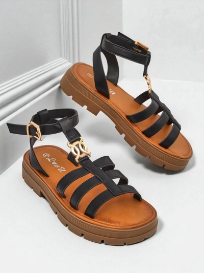 Royalfashion Sandale de damă tip romane Golden Livia