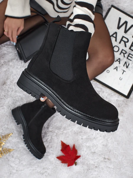 Botine de damă a'la Chelsea din piele ecologică de căprioară Zarelle