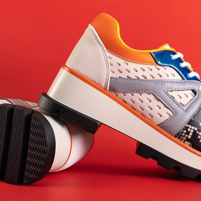 Adidași negri și portocalii cu inserții color Meia - Încălțăminte