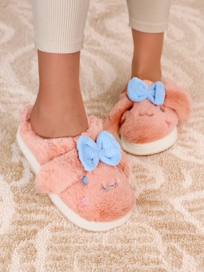 Papuci de blană pentru femei Royalfashion cu fundiță Savos