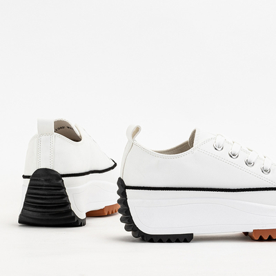 OUTLET Tenisori albi de dama pe platforma Treminso - Incaltaminte