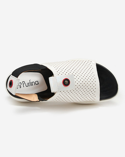 Sandale de dama din piele ecologica alb Pueshi - Incaltaminte