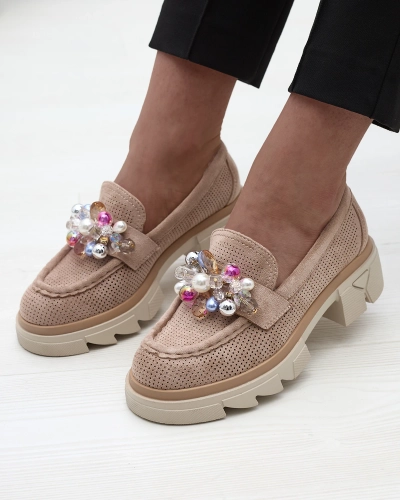 Mocasini de damă maro deschis de culoare maro deschis Peloga- Footwear