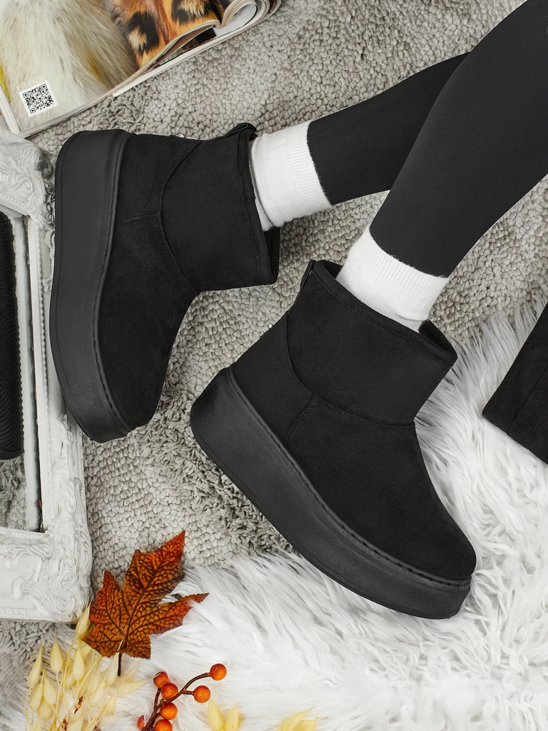 Cizme scurte tip snowboots pentru femei cu parte superioară detașabilă Elizze