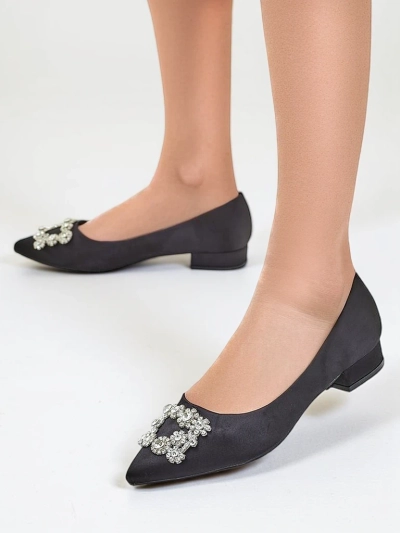 Balerini Royalfashion pentru femei din material satinat cu cataramă Legant