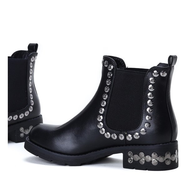 Czarne sztyblety z dżetami Clover- Obuwie