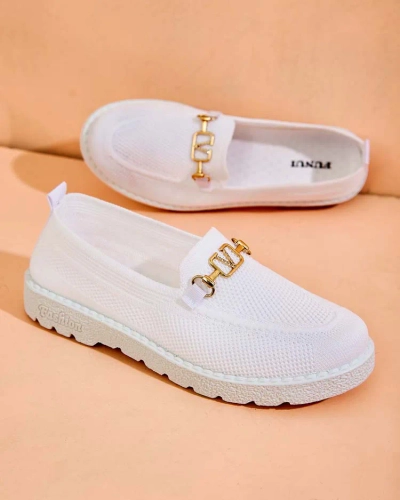 Royalfashion Mocasini de damă din material textil cu ornament auriu Erticae