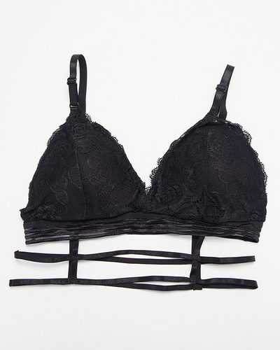 Sutien de dama negru cu dantela si dungi - Lenjerie intima