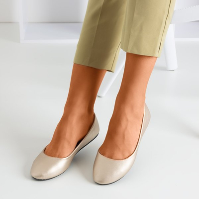 OUTLET Balerini de dama din piele ecologica aurie Mareusa - Pantofi