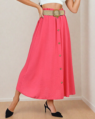 Royalfashion Fustă midi de damă cu curea