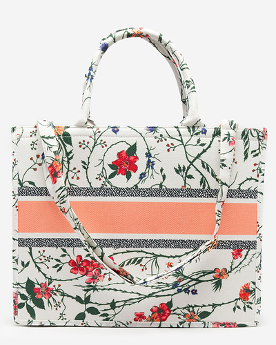 Geanta shopper dama alba cu imprimeu floral - Accesorii