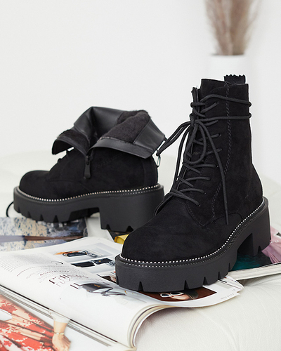 Cizme de damă negre cu toc negru Savet- Footwear