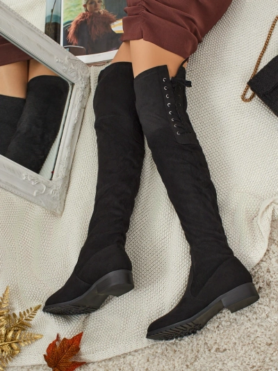 Cizme de damă peste genunchi din piele ecologică întoarsă Denvoria