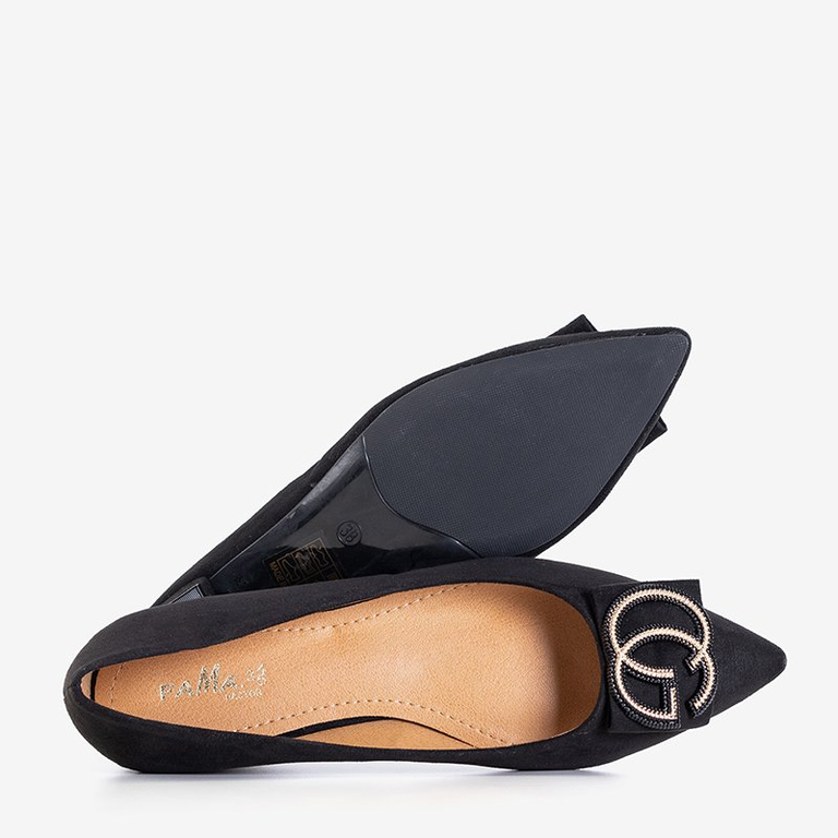 Balerini de femei negre cu decor Janessa - Încălțăminte