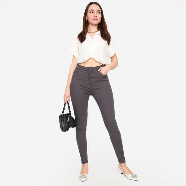 Blugi skinny de damă gri închis - Îmbrăcăminte