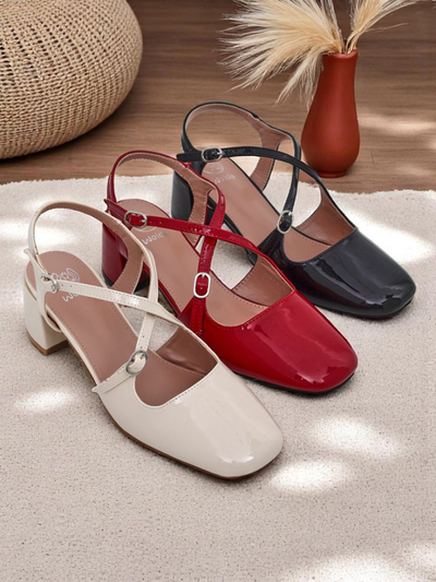 Royalfashion Pantofi dama cu toc jos si barete decorative Lolita