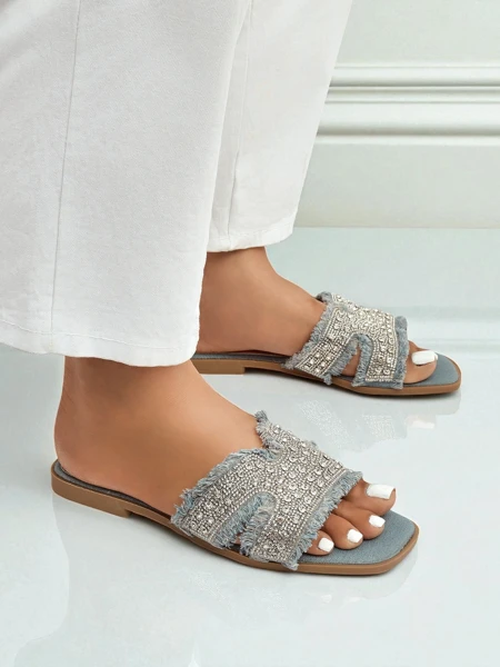 Royalfashion Papuci de damă cu strasuri CrystalEase