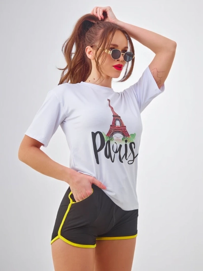 Royalfashion Set sportiv pentru femei cu tricou și pantaloni scurți Paris