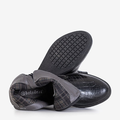 Cizme negre pentru femei, decorate cu relief de animale Coslyc - Încălțăminte