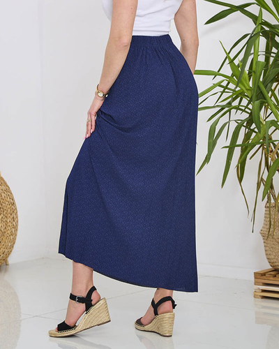 Fustă midi plisată de damă cu model albastru marin - Îmbrăcăminte