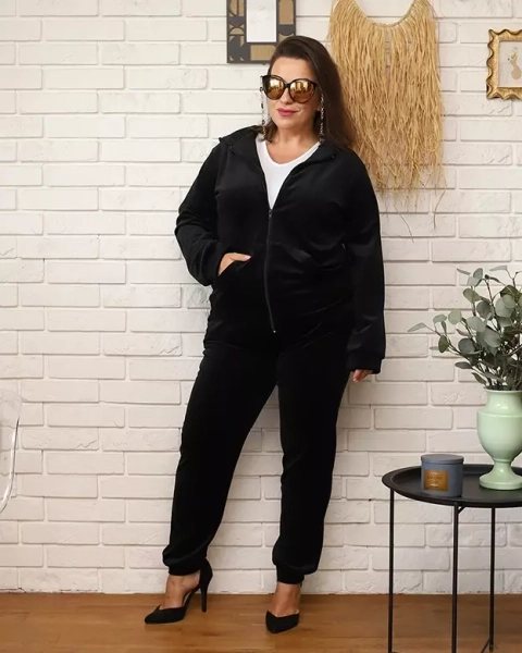 Royalfashion Set trening negru pentru femei PLUS SIZE