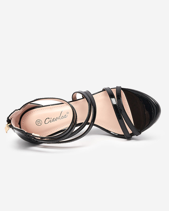 OUTLET Sandale de dama negre pe toc inalt Oielisa - Incaltaminte