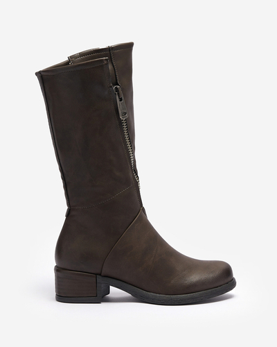 Cizme fără toc din piele ecologică maro închis pentru femei Etica - Încălțăminte