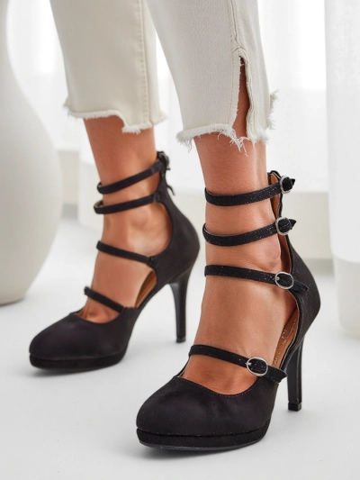 Royalfashion Pantofi cu toc stiletto pentru femei cu curele Celose