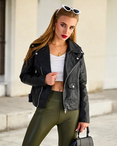Royalfashion Jachetă Ramones din piele ecologică pentru femei