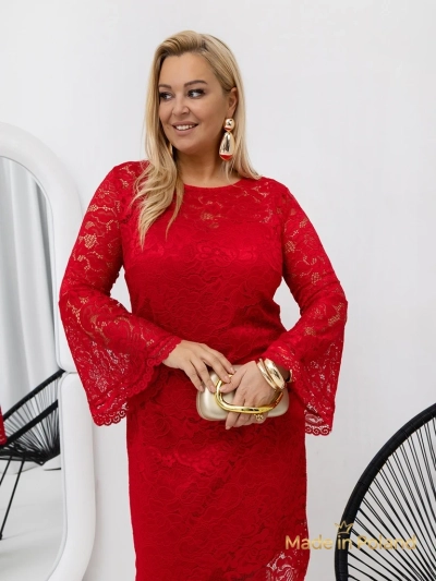 Rochie midi de damă din dantelă cu mâneci largi Kiss Star