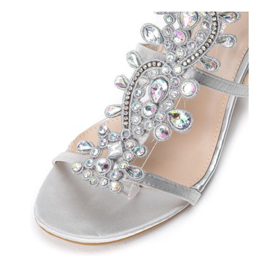 Srebrne sandały na płaskim obcasie Maritza - Obuwie