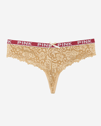 Chiloți tanga damă bej din dantelă - Lenjerie intimă