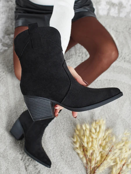 Botine cowboy de damă din piele ecologică întoarsă Armelle