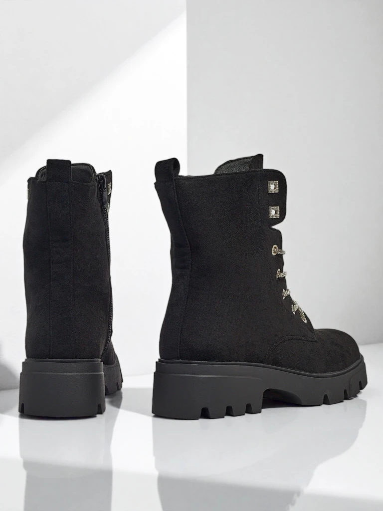 Botine de damă Tessaro din piele ecologică întoarsă cu șireturi