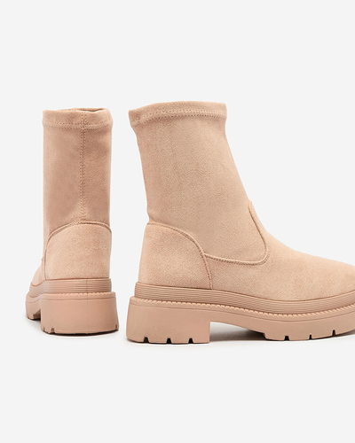 Royalfashion Cizme eco-suede pentru femei, bej Classy Girl