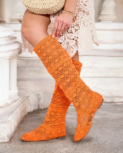 Royalfashion Cizme întredeschise până la genunchi pentru femei Corro